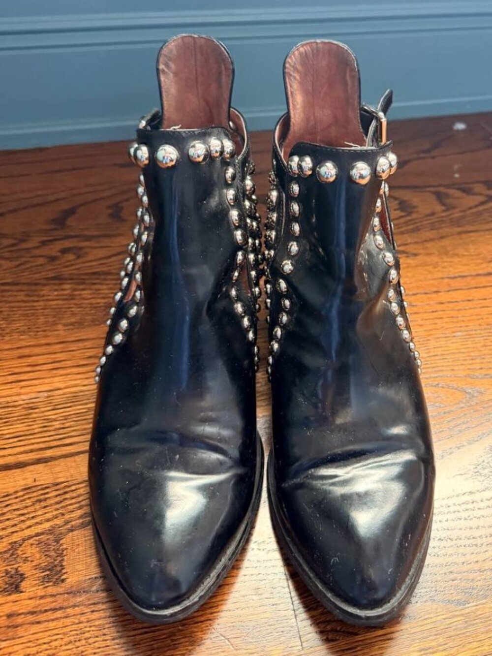 Jeffrey Campbell Rylance Black Leather Studded Ankle Booties - Picture 2 of 5